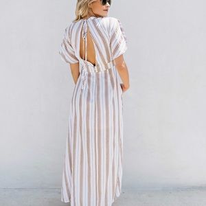 Striped Maxi win open back detail. Brand new